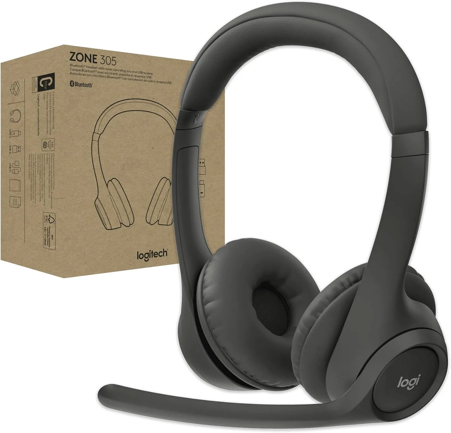 Logitech Zone 305 Wireless Bluetooth Headset for Business, Microsoft Teams Certified