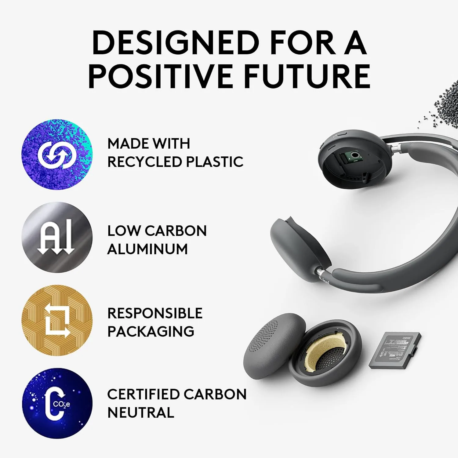 Logitech Zone 950 Premium Noise Canceling Headset with Hybrid ANC, Bluetooth, USB-C - Graphite