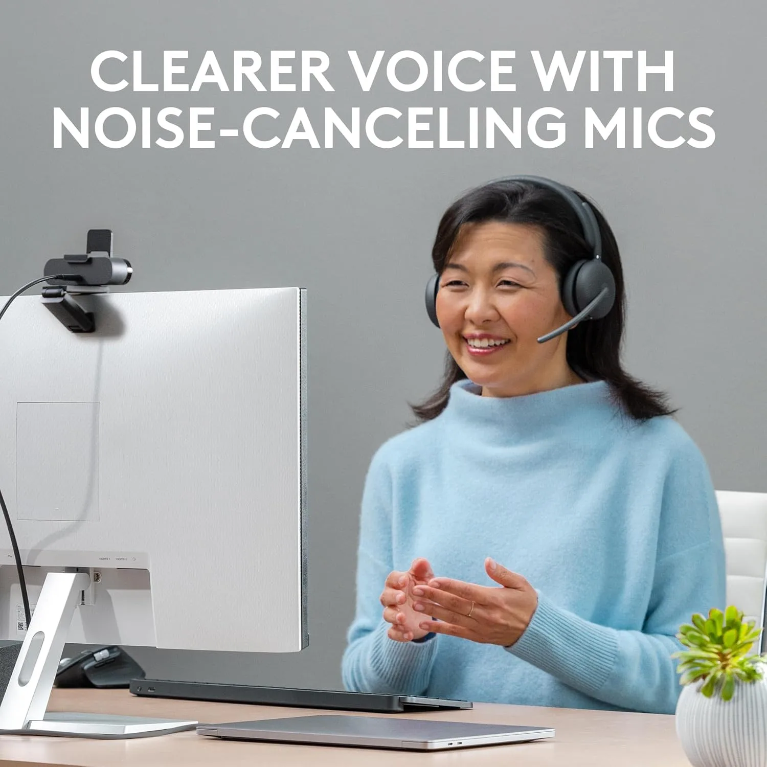 Logitech Zone 950 Premium Noise Canceling Headset with Hybrid ANC, Bluetooth, USB-C - Graphite