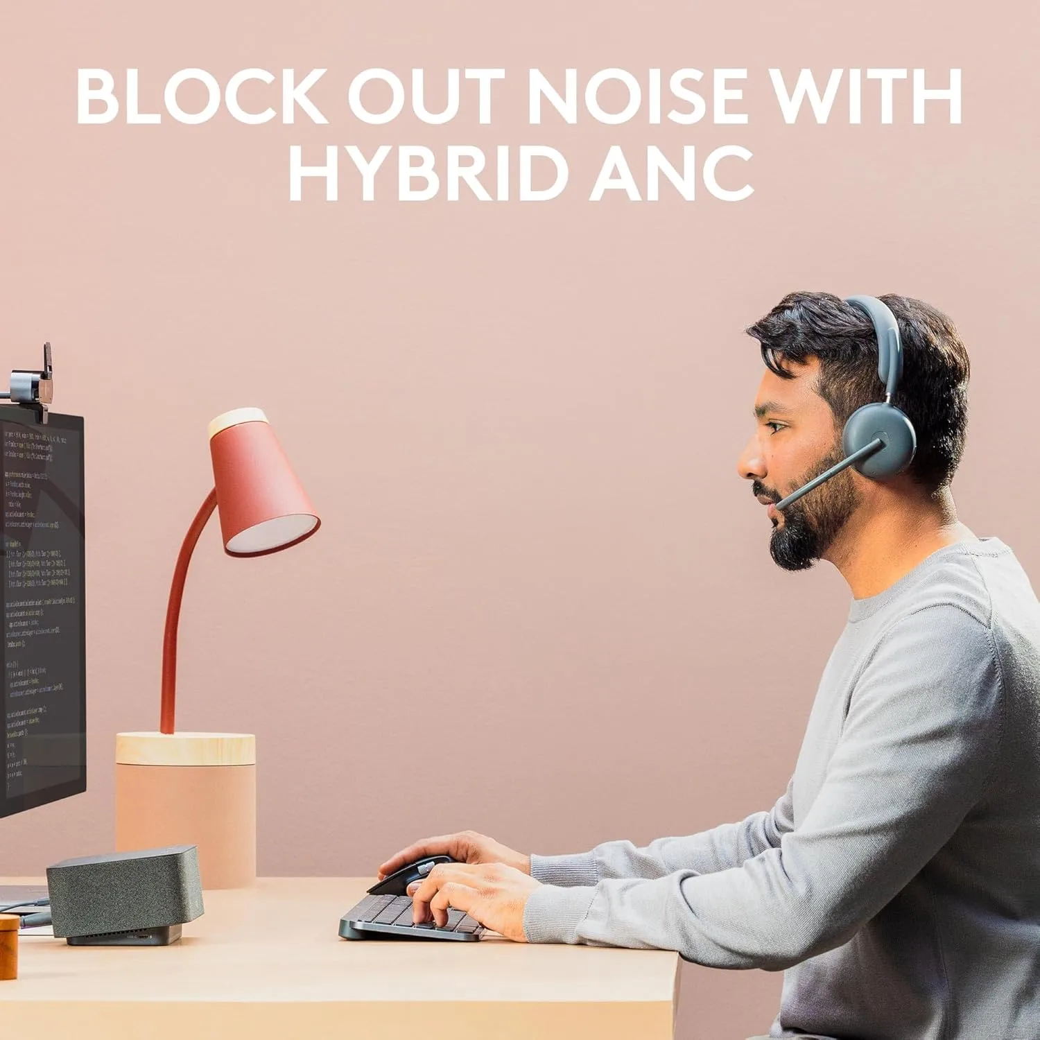 Logitech Zone 950 Premium Noise Canceling Headset with Hybrid ANC, Bluetooth, USB-C - Graphite