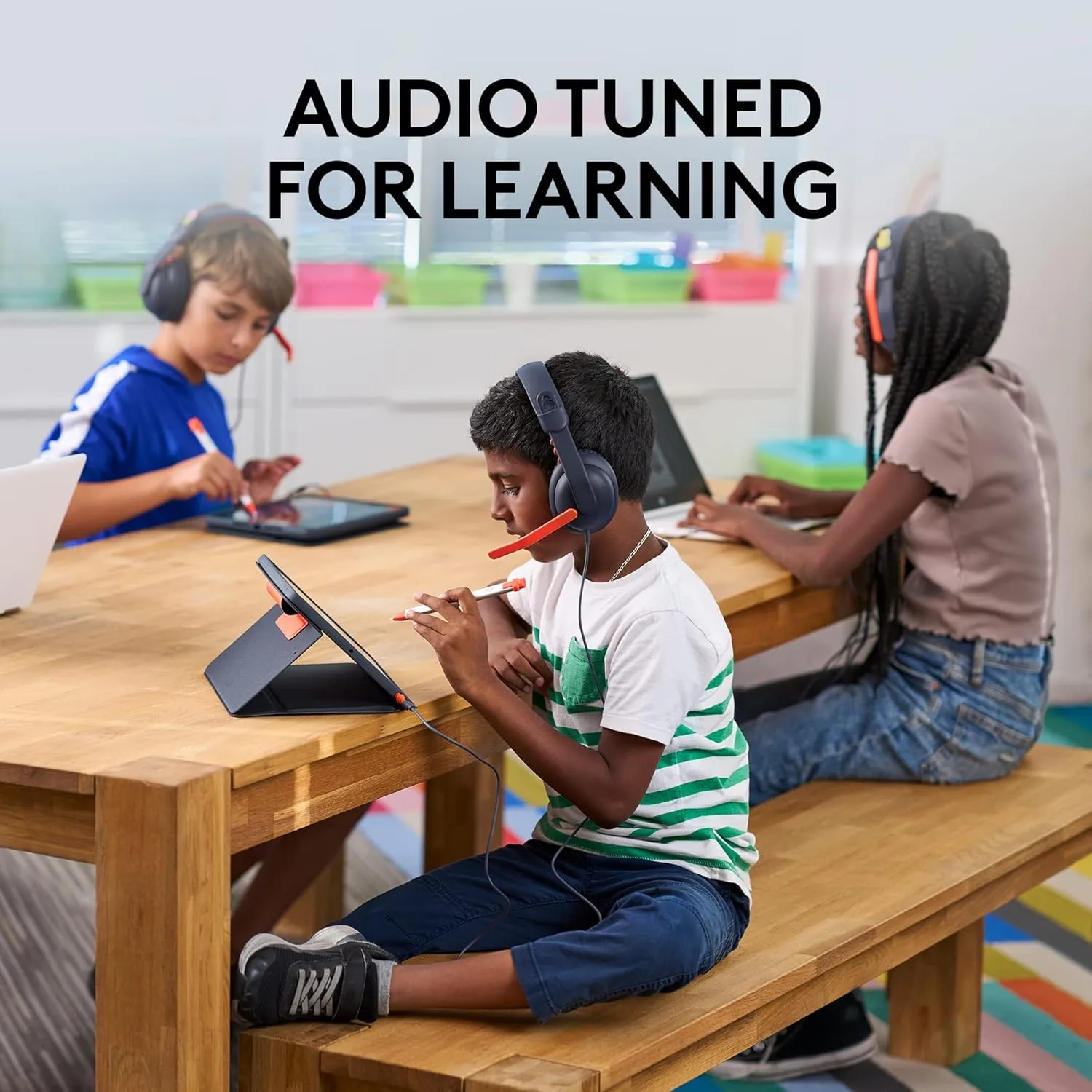 Logitech Zone Learn Wired Headset, USB-C & 3.5mm, Over-Ear for Learners