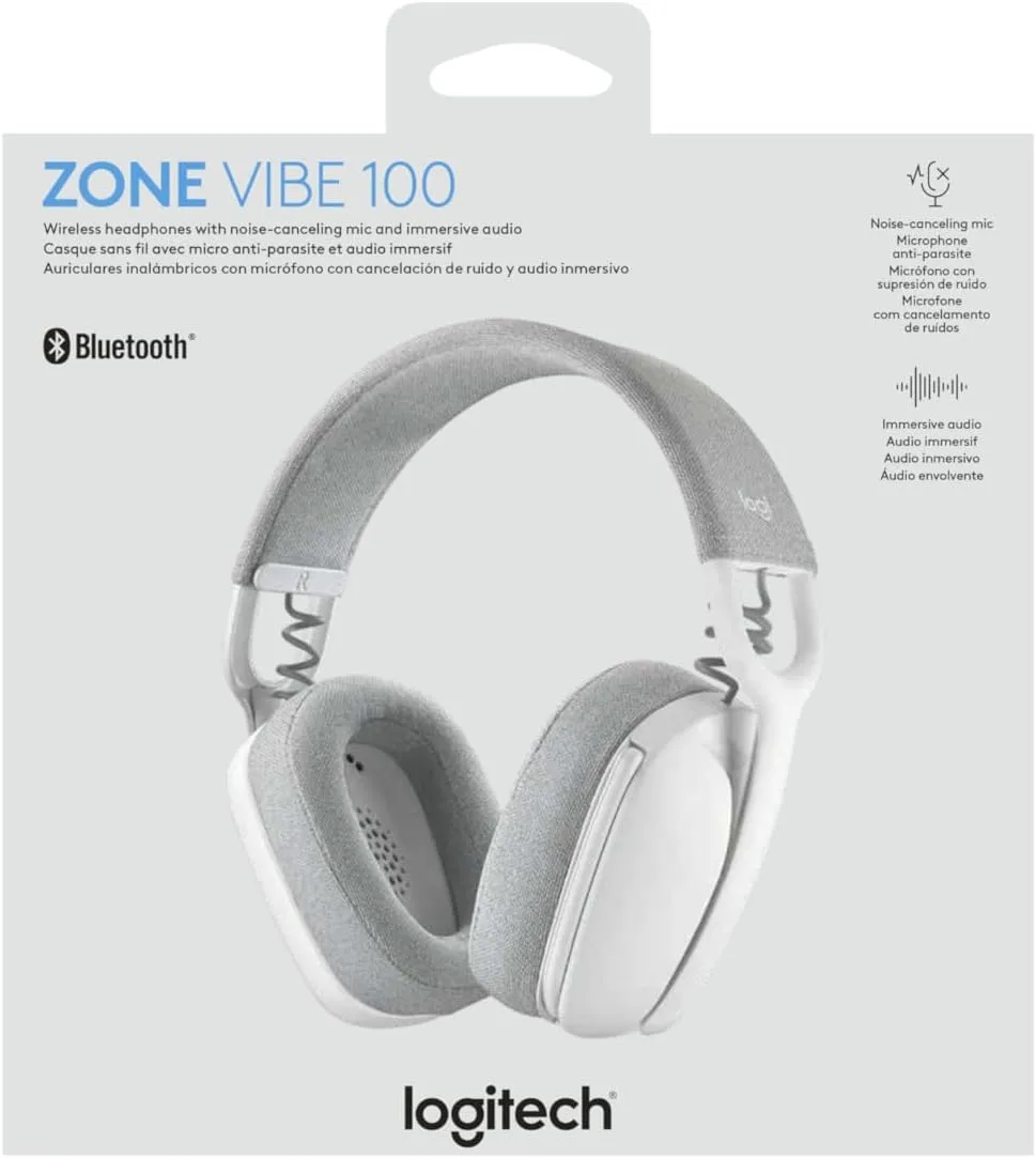 LOGITECH Zone Vibe 100 Wireless Over-Ear Headphones with Noise-Canceling Microphone