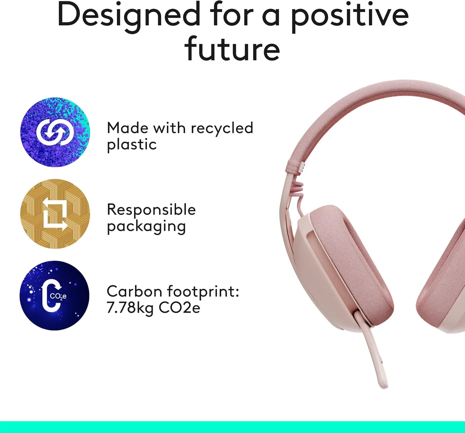 LOGITECH Zone Vibe 100 Wireless Over-Ear Headphones with Noise-Canceling Microphone