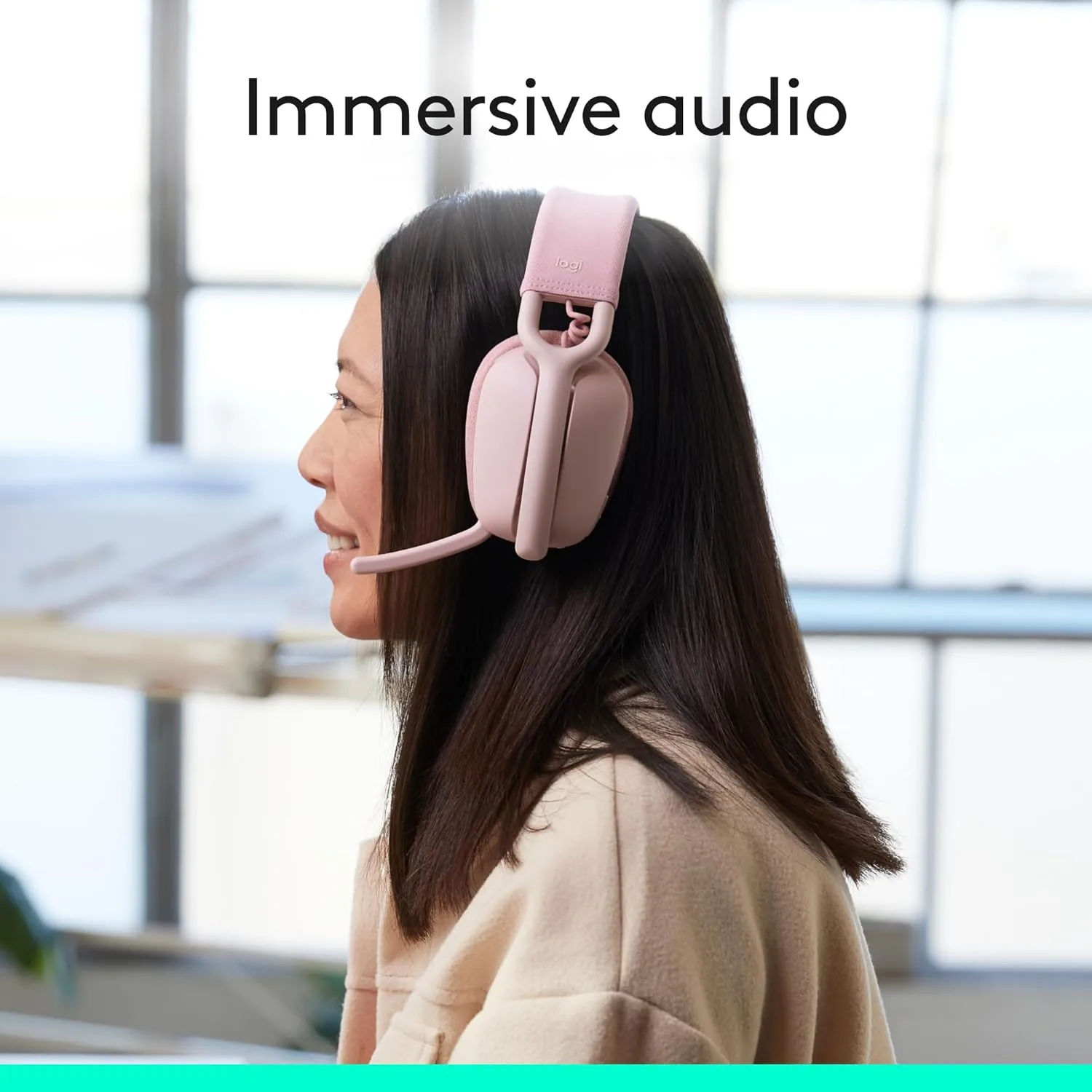 LOGITECH Zone Vibe 100 Wireless Over-Ear Headphones with Noise-Canceling Microphone