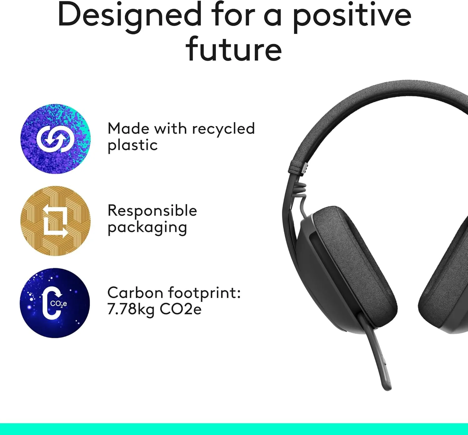 LOGITECH Zone Vibe 100 Wireless Over-Ear Headphones with Noise-Canceling Microphone