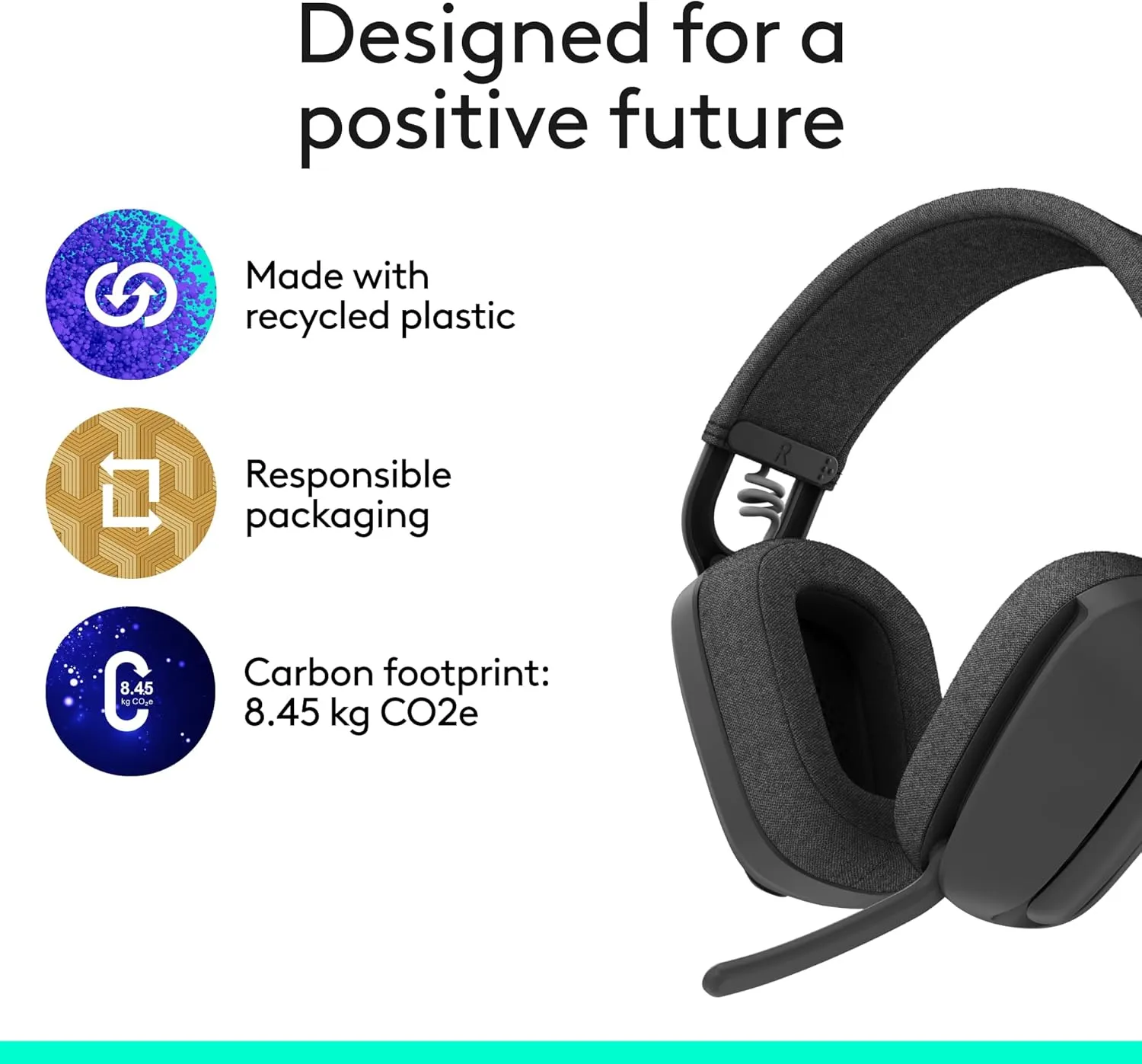 Logitech Zone Vibe Wireless Bluetooth Headset, Noise-Canceling - Graphite