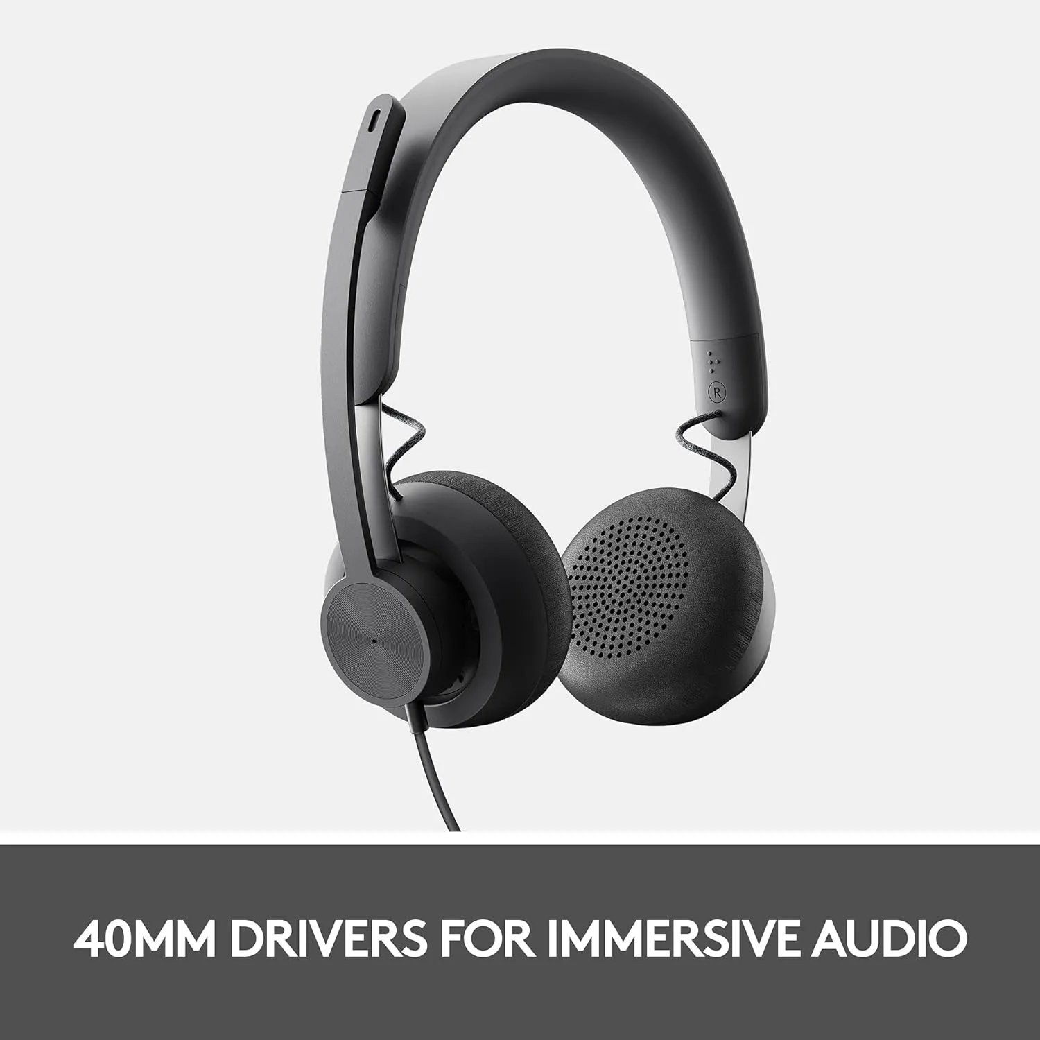 Logitech Zone Wired Headset, Certified for Microsoft Teams with advanced noise-canceling mic technology for open office