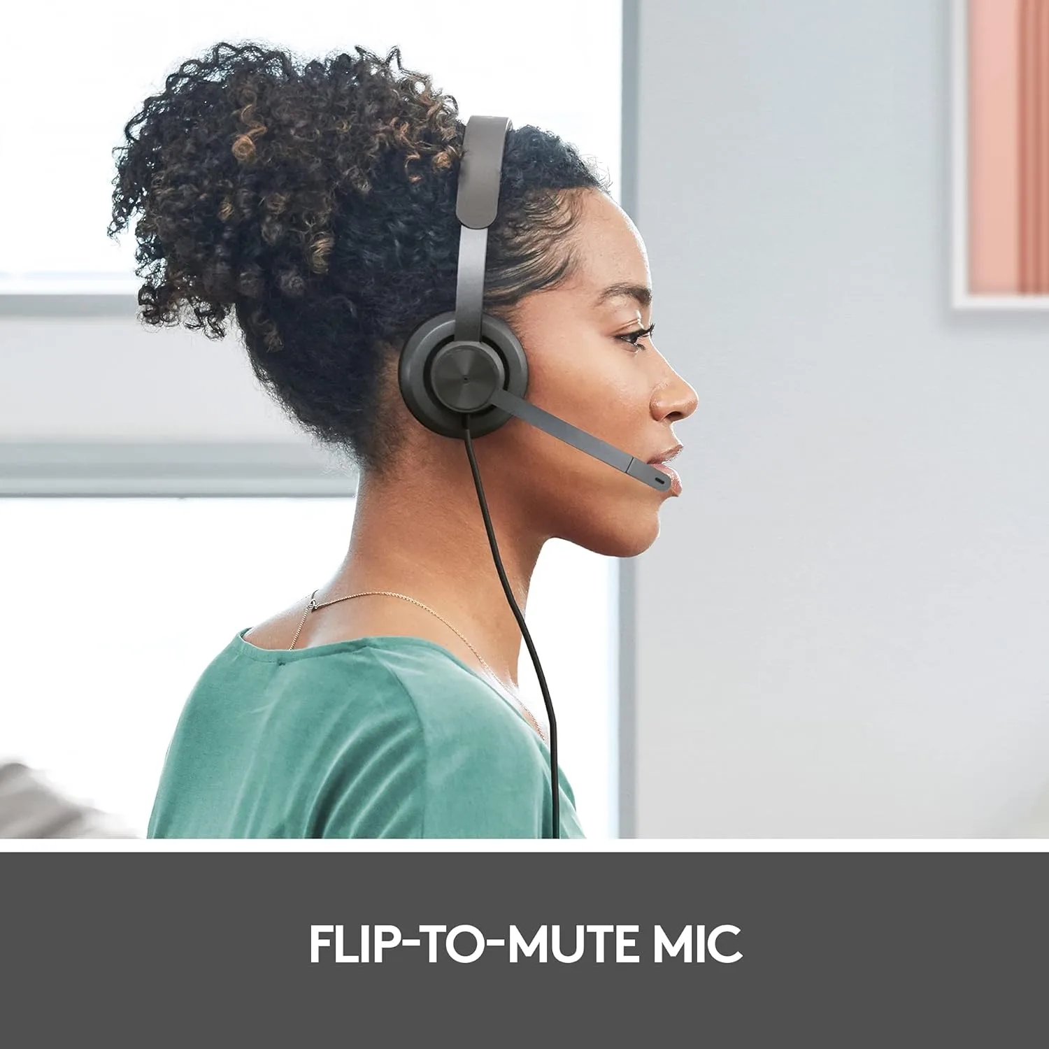 Logitech Zone Wired Headset, Certified for Microsoft Teams with advanced noise-canceling mic technology for open office