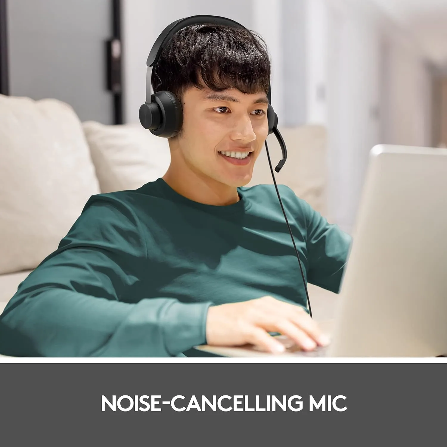 Logitech Zone Wired Headset, Certified for Microsoft Teams with advanced noise-canceling mic technology for open office