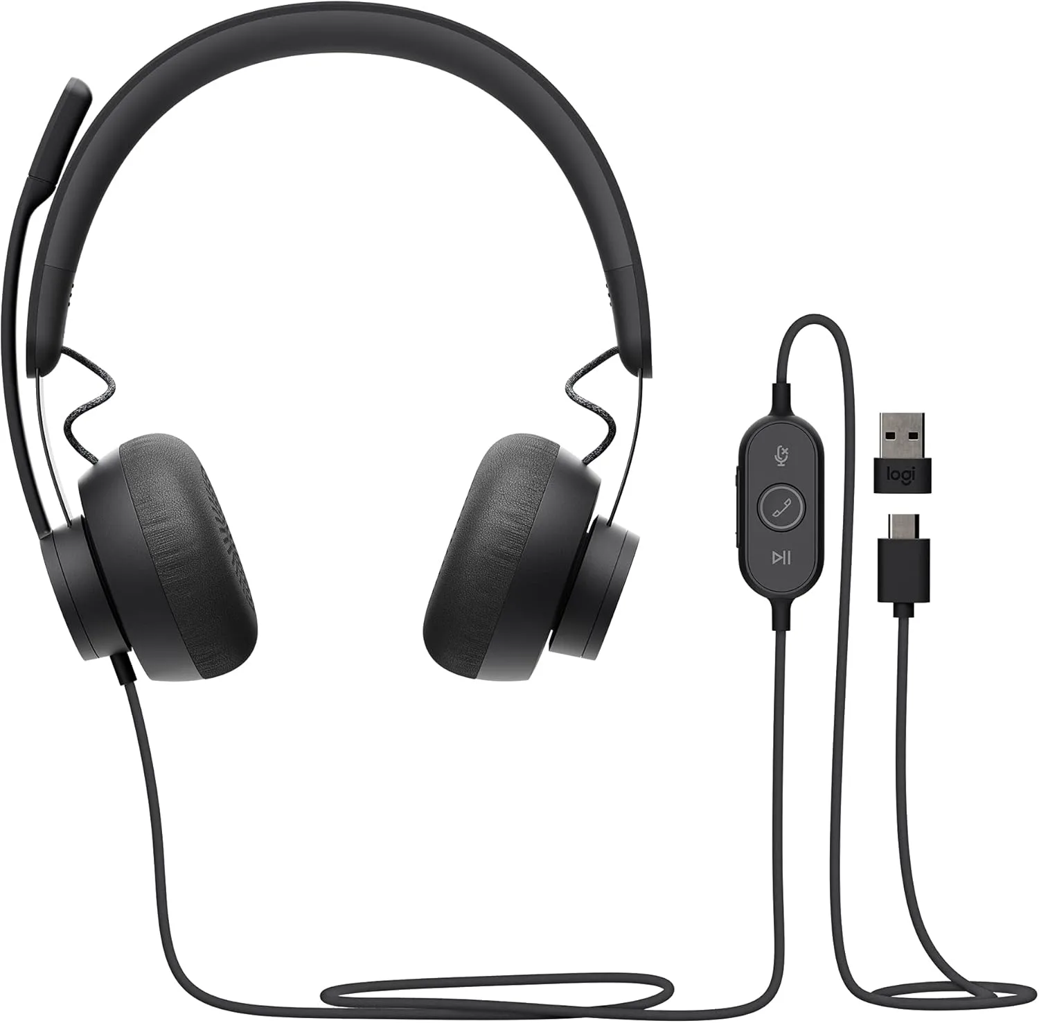 Logitech Zone Wired Headset, Certified for Microsoft Teams with advanced noise-canceling mic technology for open office