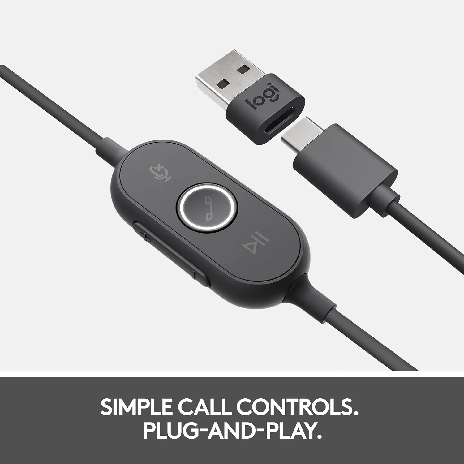 Logitech Zone Wired Headset, Certified for Microsoft Teams with advanced noise-canceling mic technology for open office