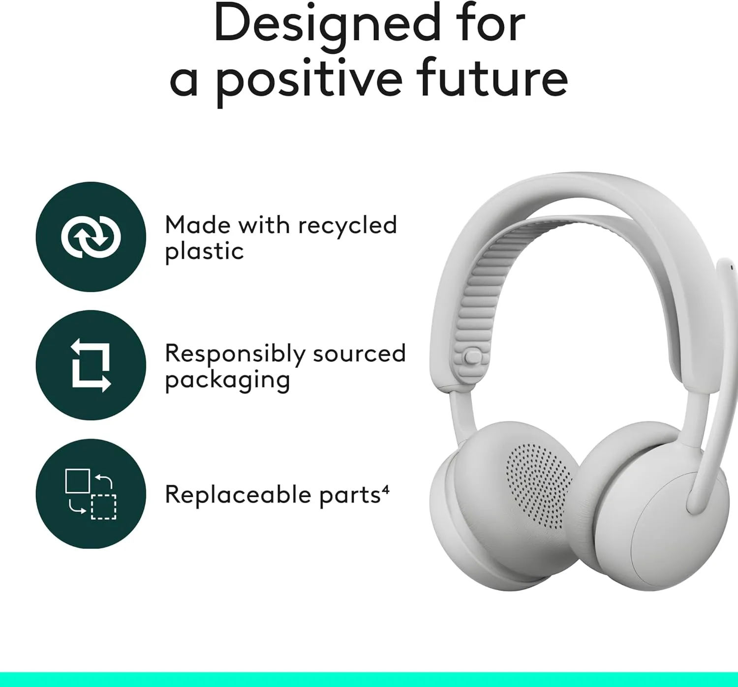 Logitech Zone Wireless 2 ES - Noise-Canceling Wireless Headset with Adaptive Hybrid ANC, Bluetooth - Off-White