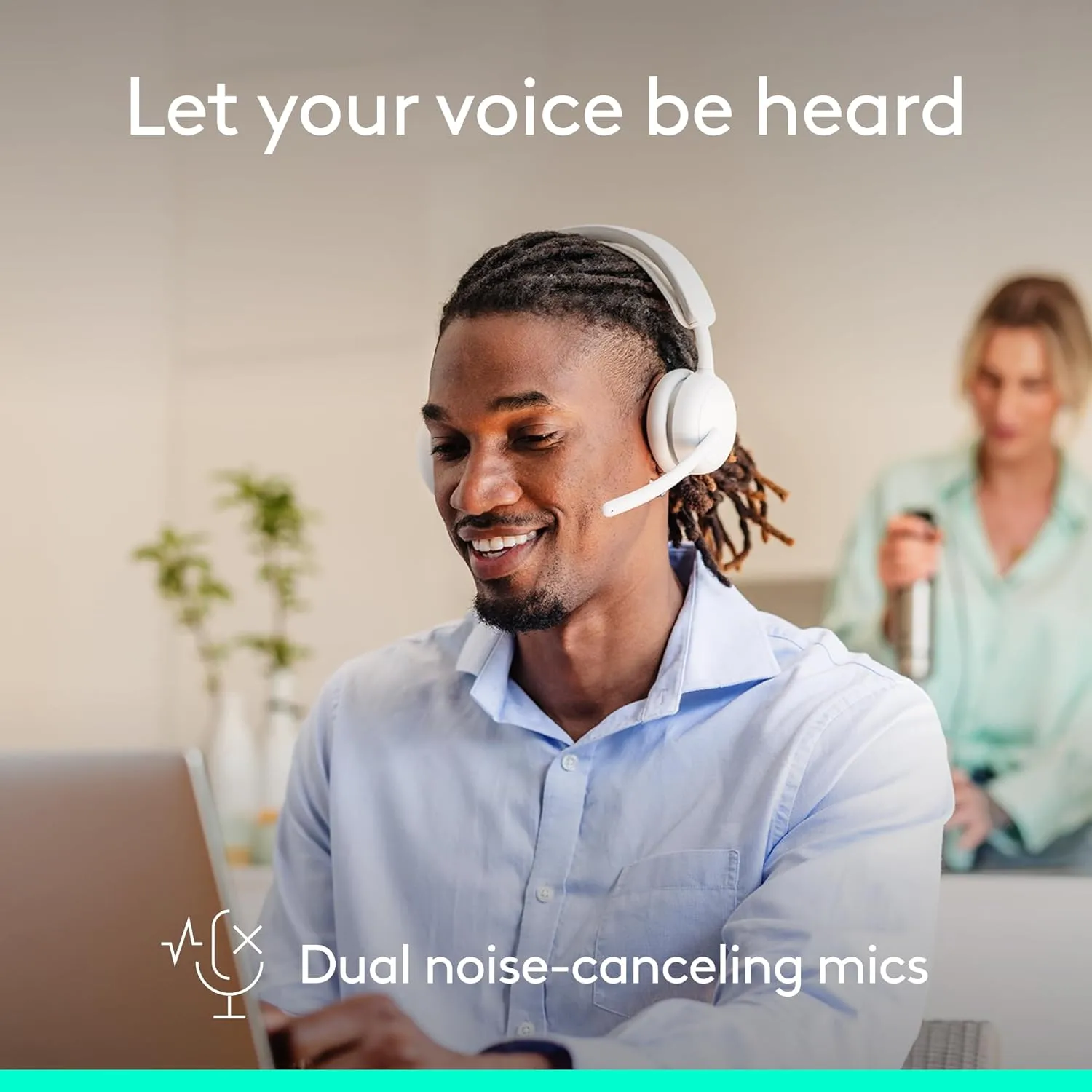 Logitech Zone Wireless 2 ES - Noise-Canceling Wireless Headset with Adaptive Hybrid ANC, Bluetooth - Off-White