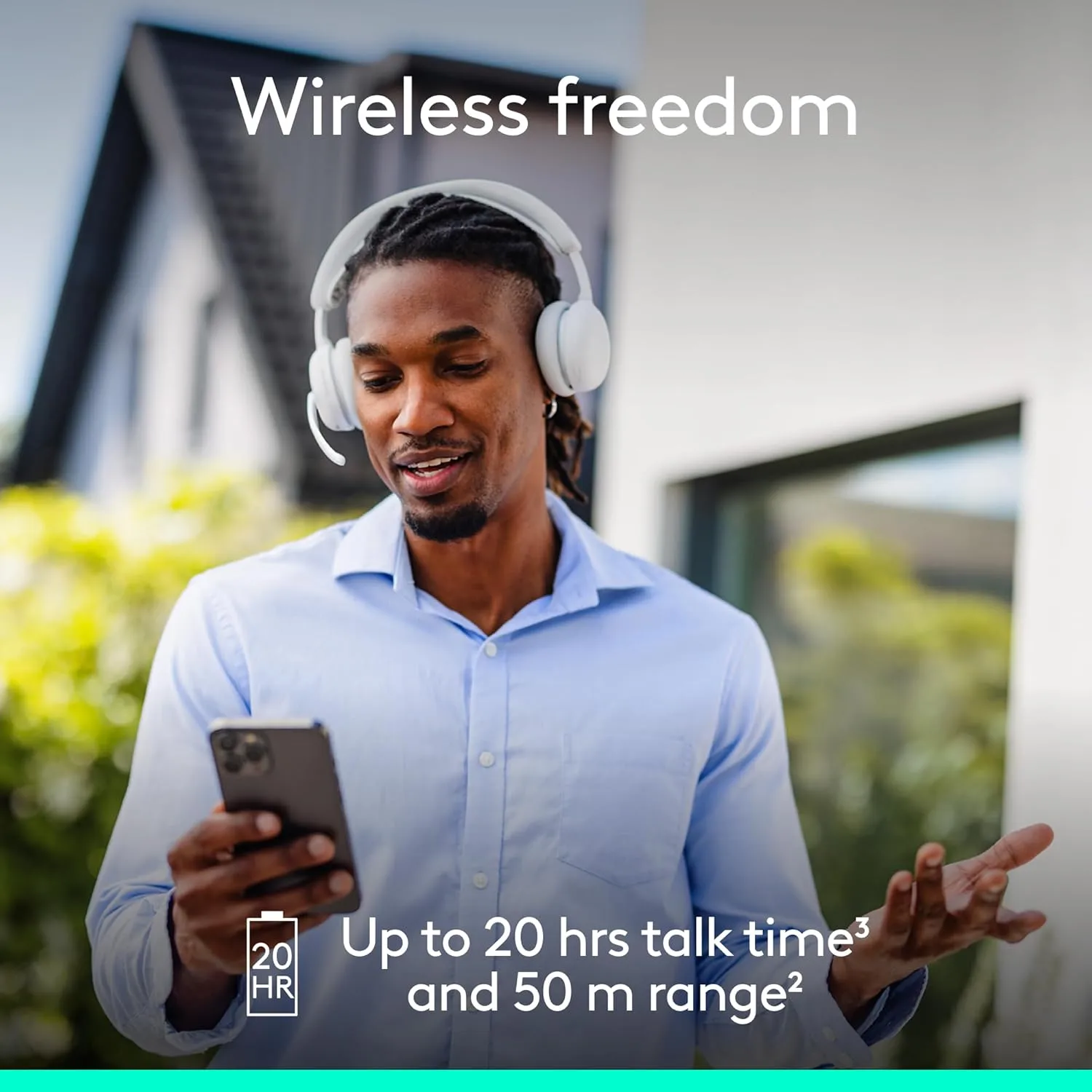 Logitech Zone Wireless 2 ES - Noise-Canceling Wireless Headset with Adaptive Hybrid ANC, Bluetooth - Off-White