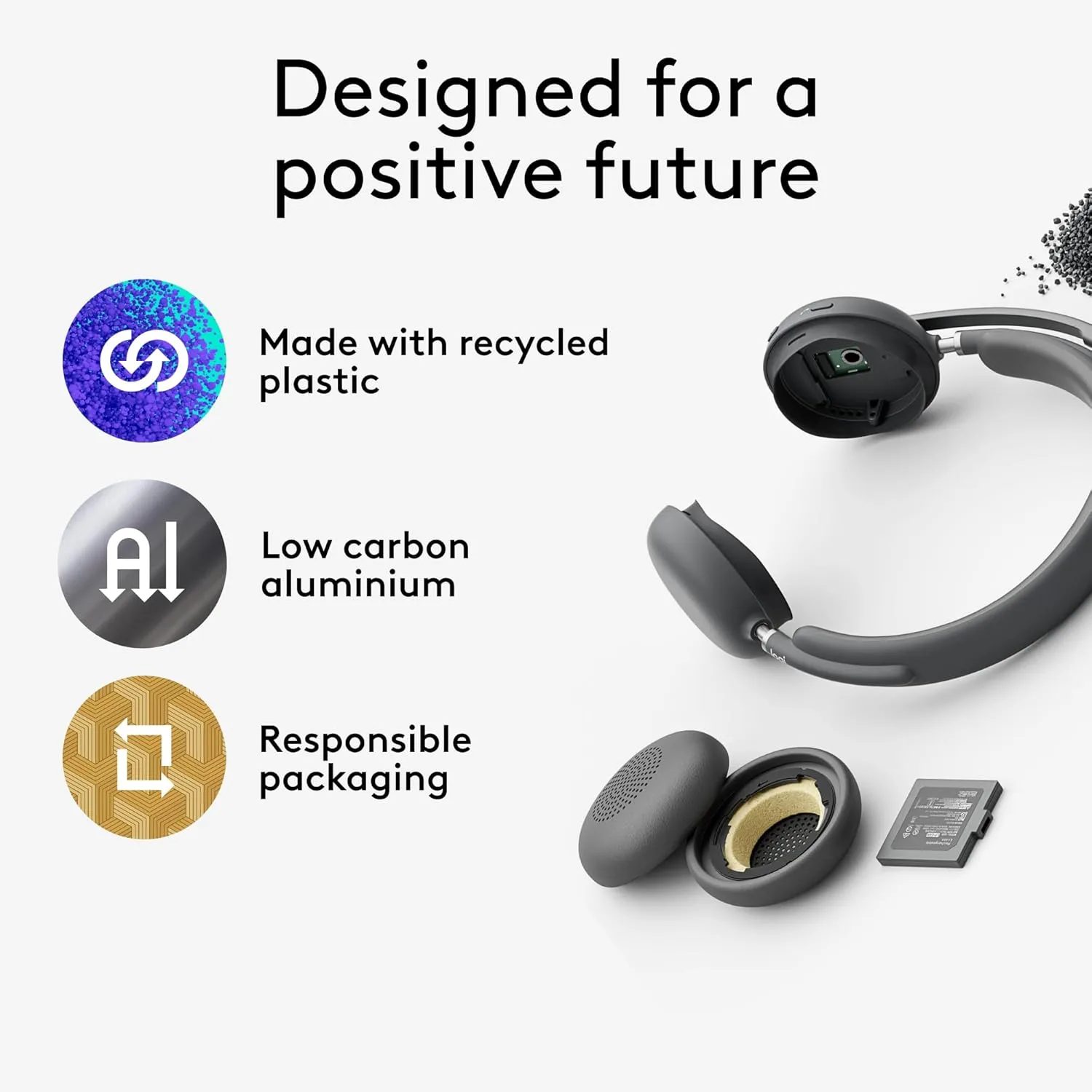Logitech Zone Wireless 2 Premium Noise Canceling Headset with Hybrid ANC, Graphite
