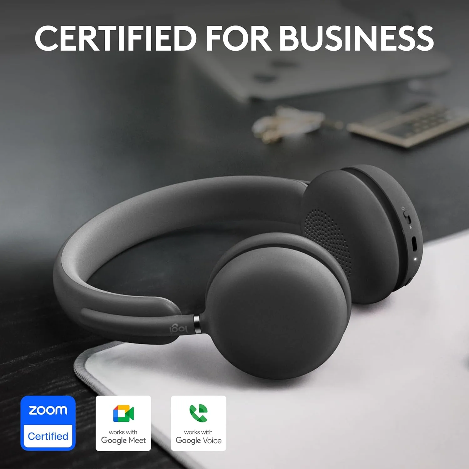Logitech Zone Wireless 2 Premium Noise Canceling Headset with Hybrid ANC, Graphite