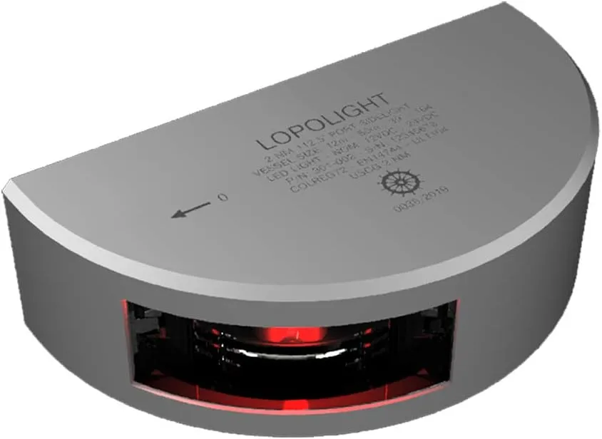 Lopolight Series 301-002 - Navigation Light - 2NM - Vertical Mount - Red - Silver Housing - 6M Cable