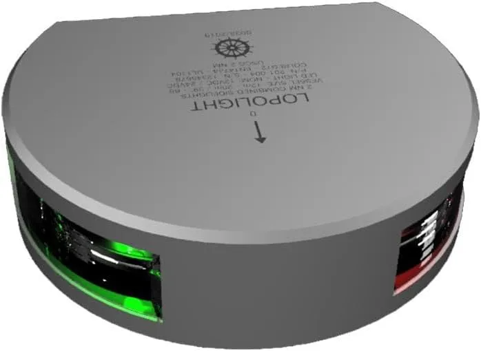 Lopolght Series 201-004 - Starboard & Port Sidelight - 2NM - Vertical Mount - Green/Red - Silver Housing