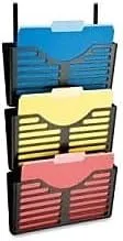 Lorell 3-Pocket Plastic Hanging Wall File, Black - 80666