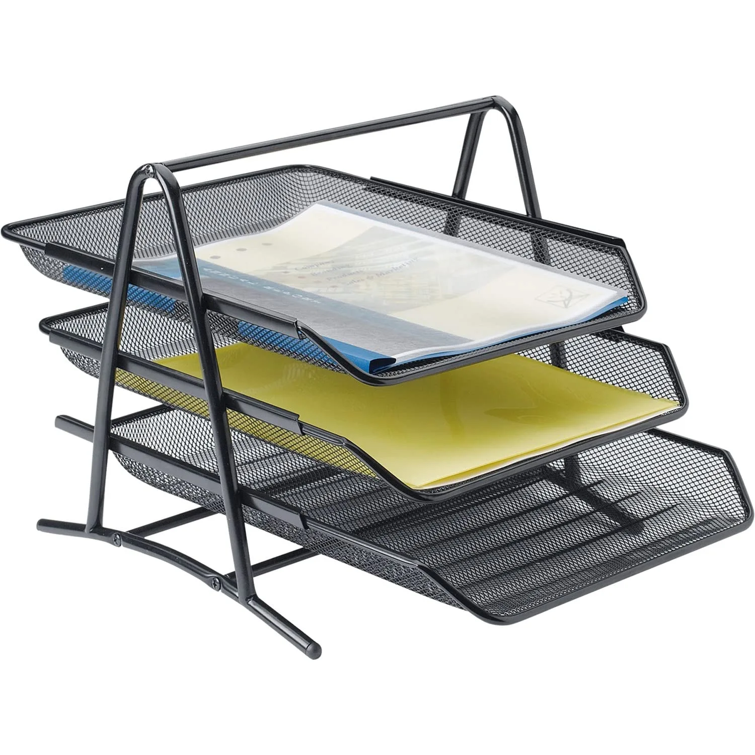 Lorell 90206 Desk Tray, 3 Tier,10-3/4-Inch x14-1/4-Inch x11-Inch, BK Mesh