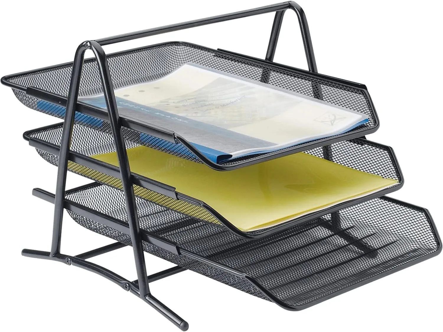 Lorell 90206 Desk Tray, 3 Tier,10-3/4-Inch x14-1/4-Inch x11-Inch, BK Mesh
