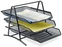 Lorell 90206 Desk Tray, 3 Tier,10-3/4-Inch x14-1/4-Inch x11-Inch, BK Mesh