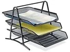 Lorell 90206 Desk Tray, 3 Tier,10-3/4-Inch x14-1/4-Inch x11-Inch, BK Mesh