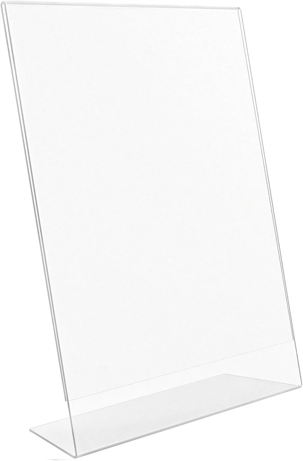 Lorell L-Base Acrylic Slanted Sign Holder Stand, 8.5 x 11, Clear, Pack of 3