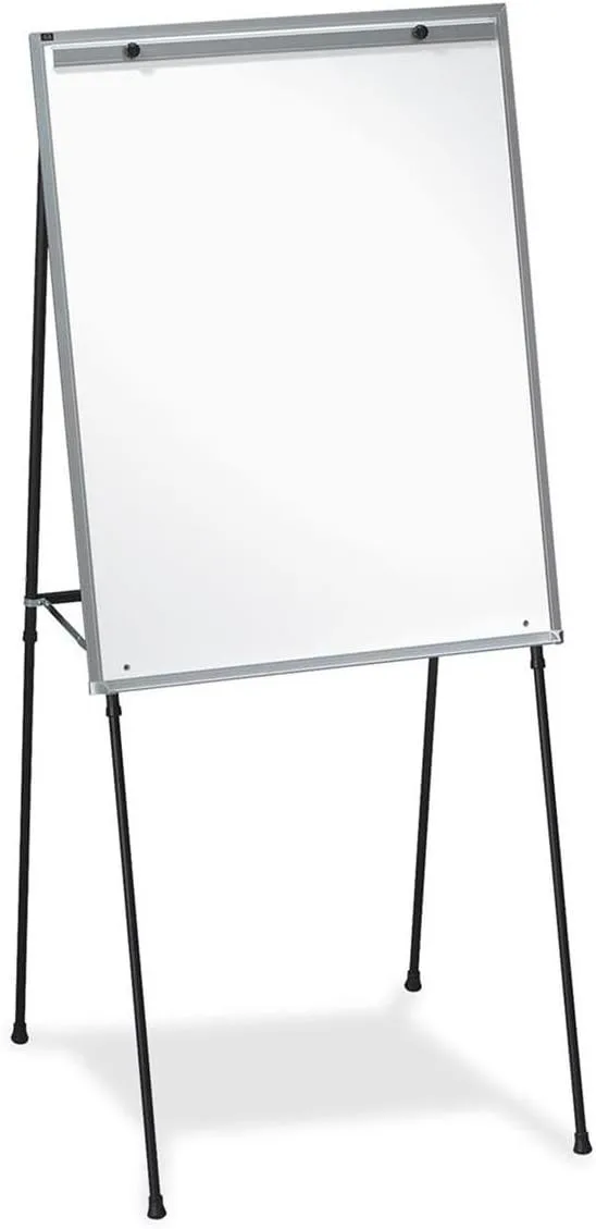 Lorell Dry-Erase Whiteboard Easel, 34 x 28 in, Adjustable 40-70 in, Black Frame
