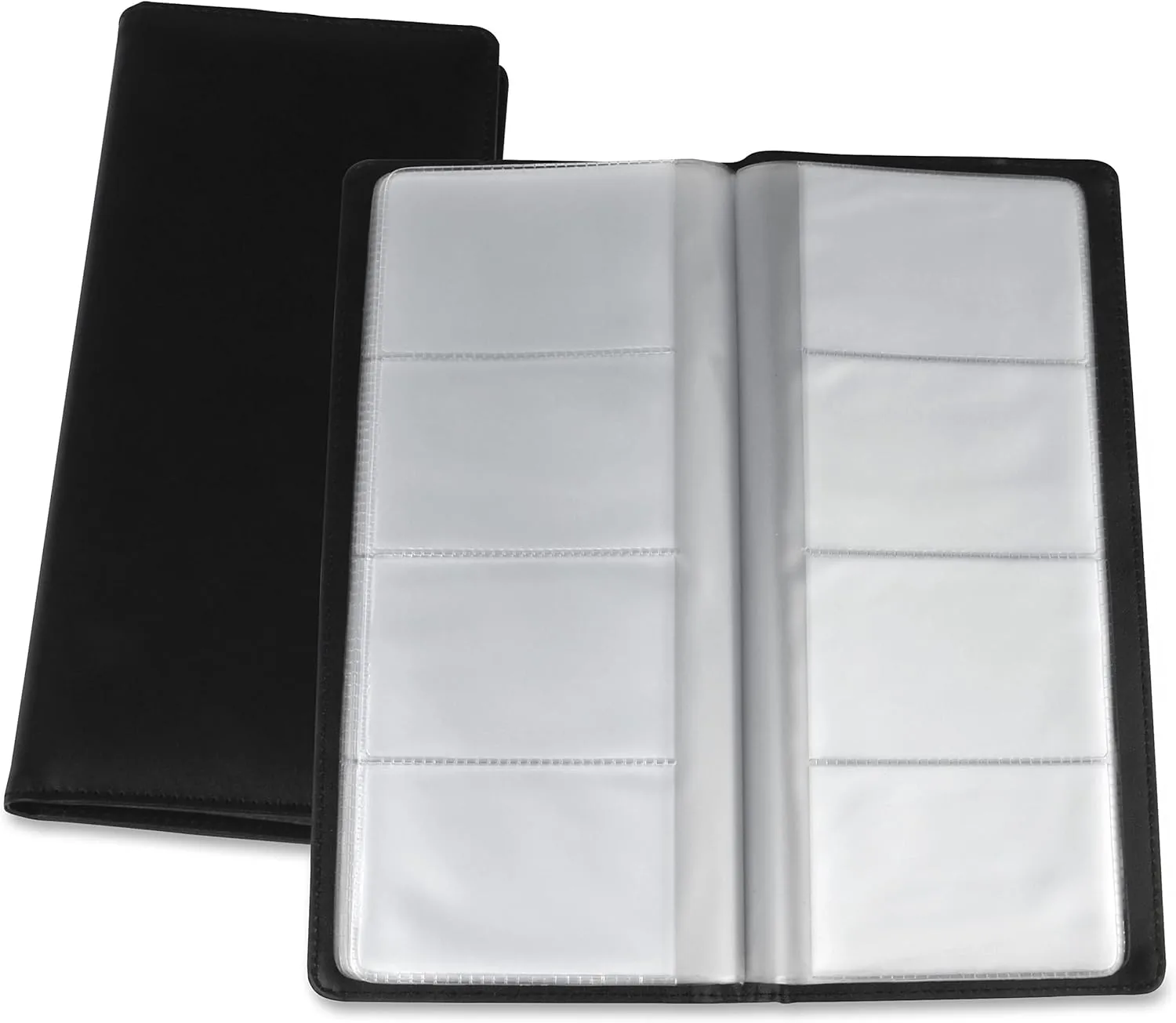 Lorell Business Card Storage Holder, 4.4 x 9 in, Vinyl, Black/Clear
