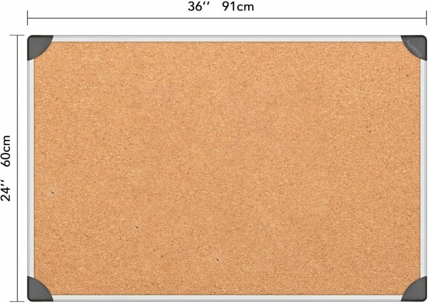Lorell Cork Board, 24 x 36 in, Aluminum Frame, Silver/Brown (LLR19191)