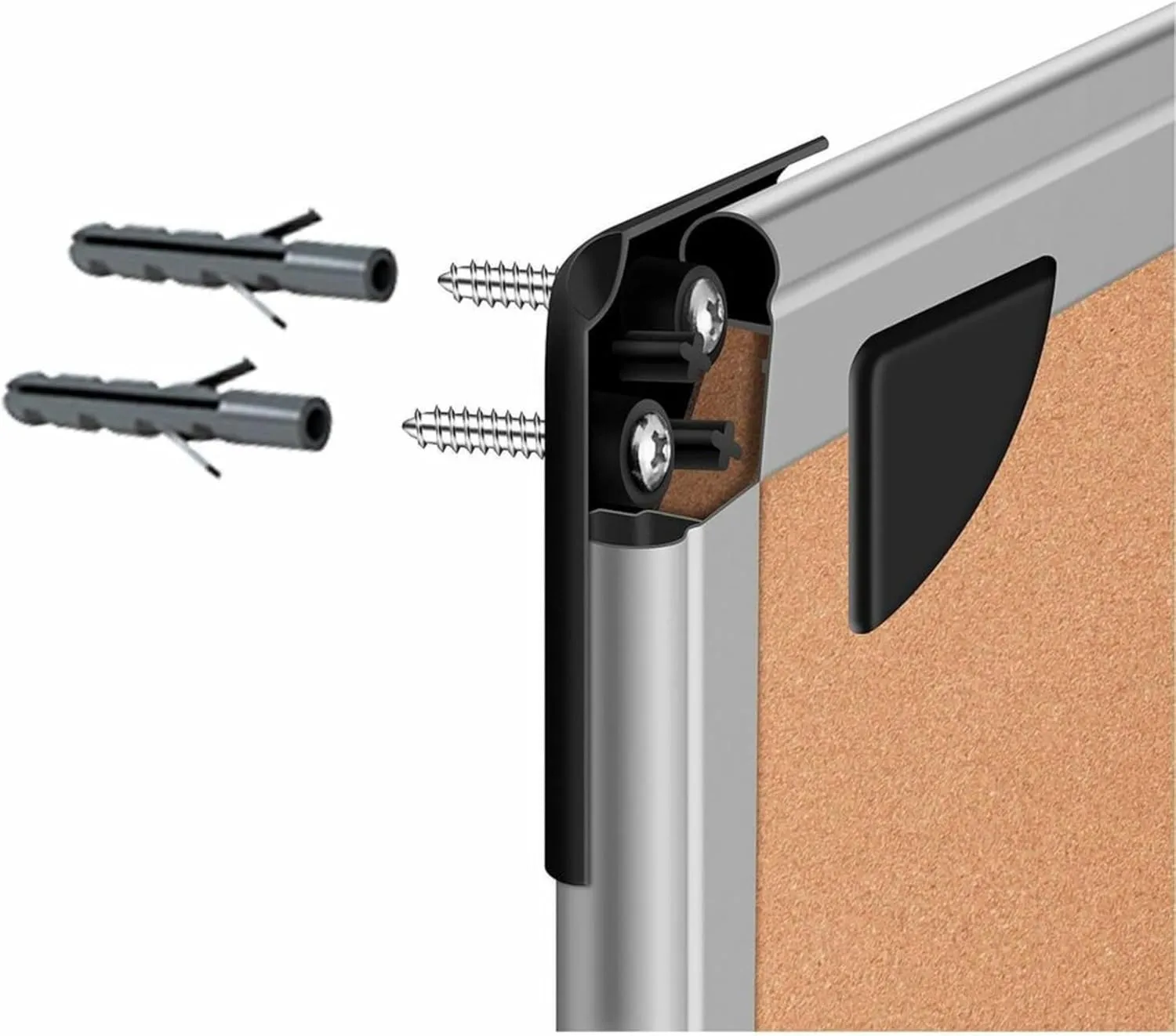 Lorell Cork Board, 24 x 36 in, Aluminum Frame, Silver/Brown (LLR19191)
