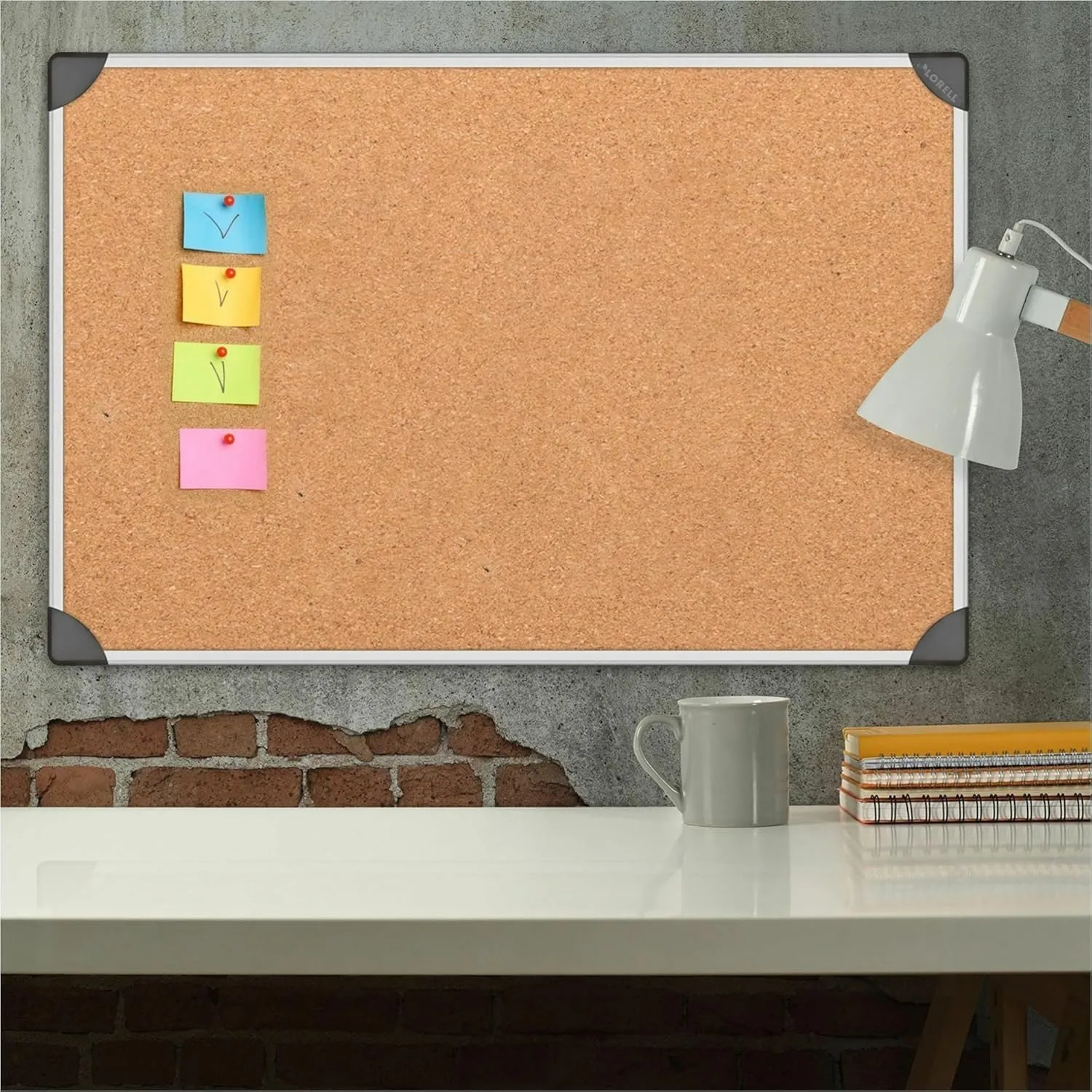 Lorell Cork Board, 24 x 36 in, Aluminum Frame, Silver/Brown (LLR19191)