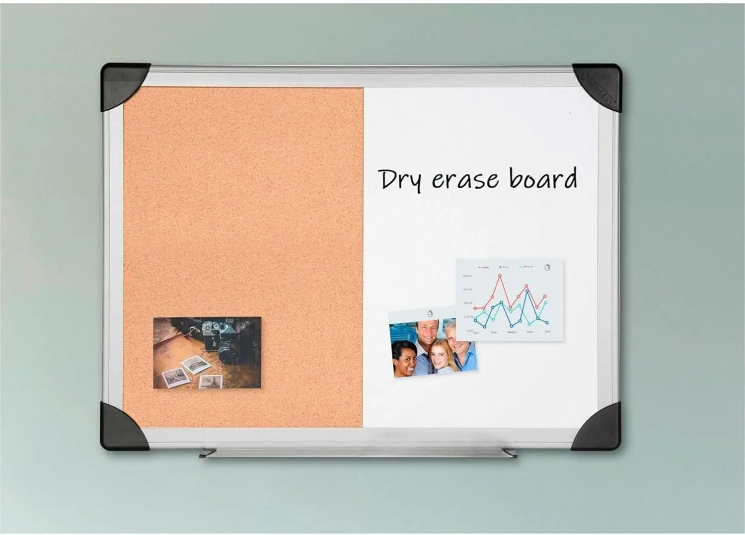 LORELL Combination Dry-Erase & Cork Board Aluminum Frame
