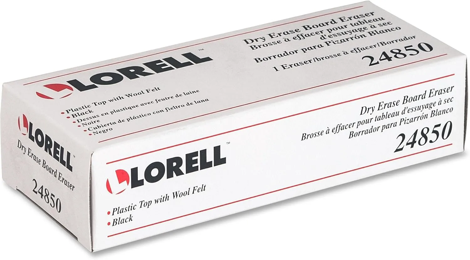 Lorell Dry-Erase Board Eraser, 2-3/16 by 5-3/16 by 1-5/16-Inch, Black