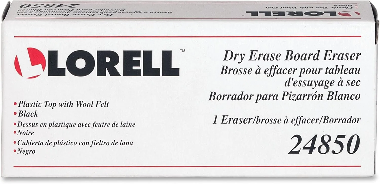 Lorell Dry-Erase Board Eraser, 2-3/16 by 5-3/16 by 1-5/16-Inch, Black