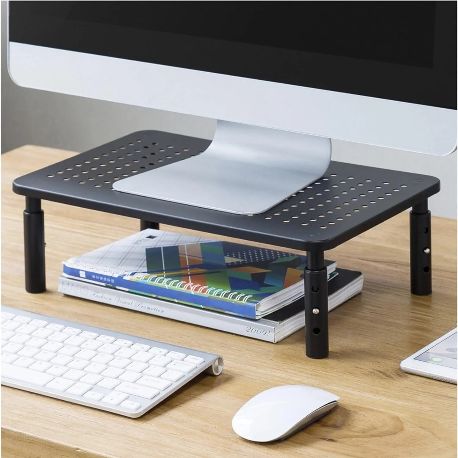 Lorell LLR18329 Monitor Height-Adjustable Steel Desktop Stand