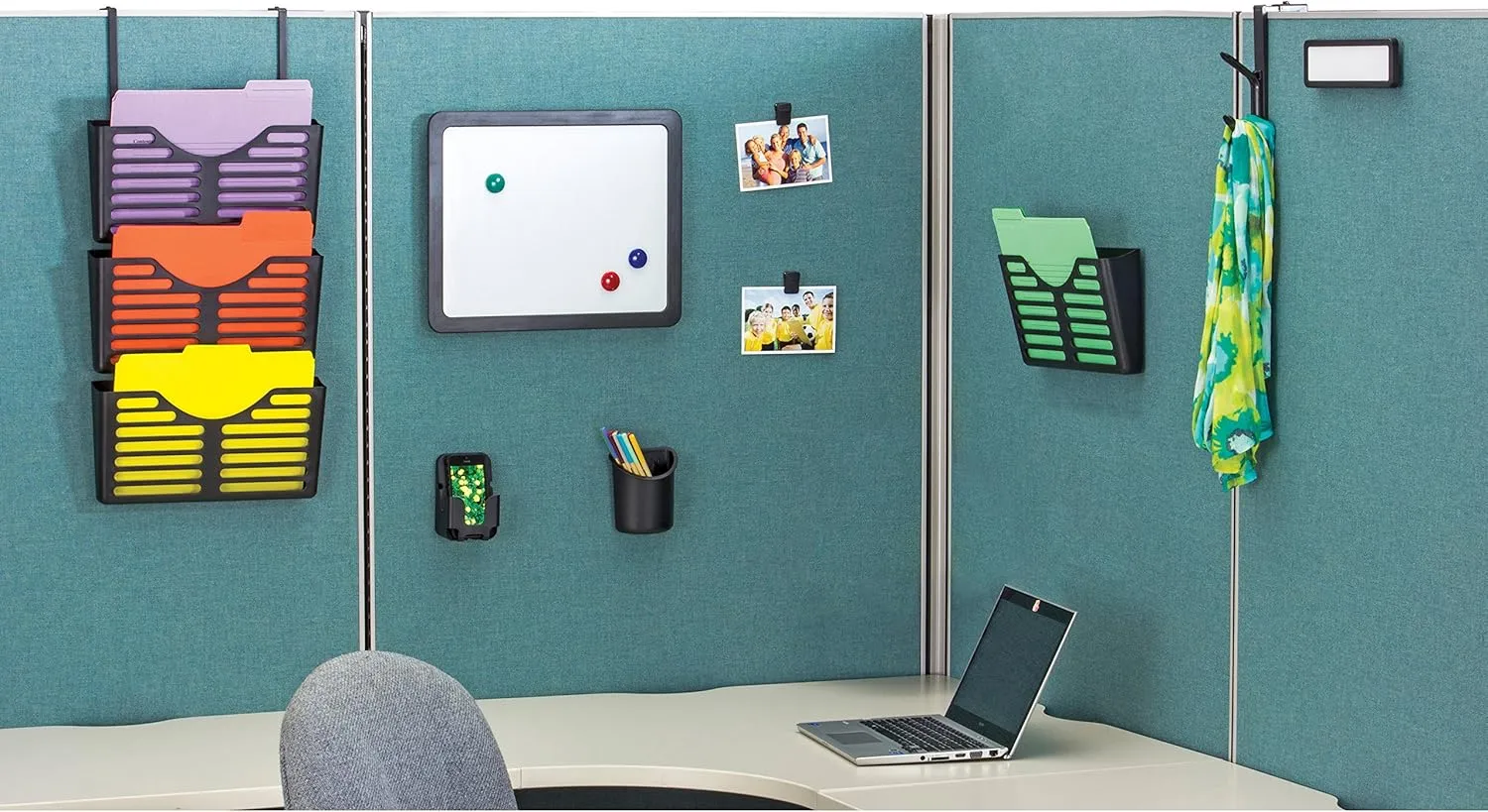 Lorell Letter-/A4-Size Cubicle File Pocket, 7inH x 13-1/2inW x 3inD, 30% Recycled, Black