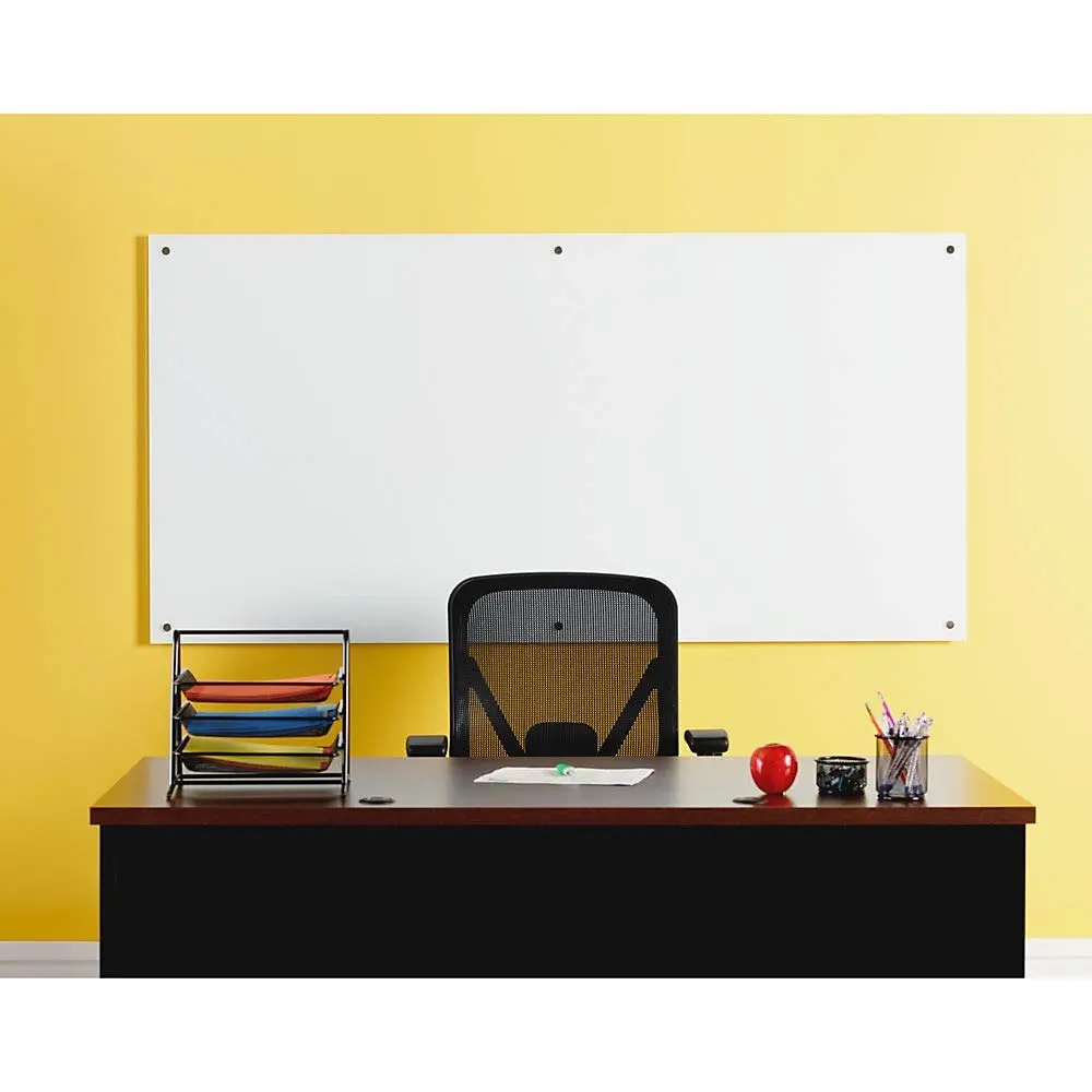 Lorell Magnetic Unframed Glass Dry-Erase Whiteboard, 46in x 36in