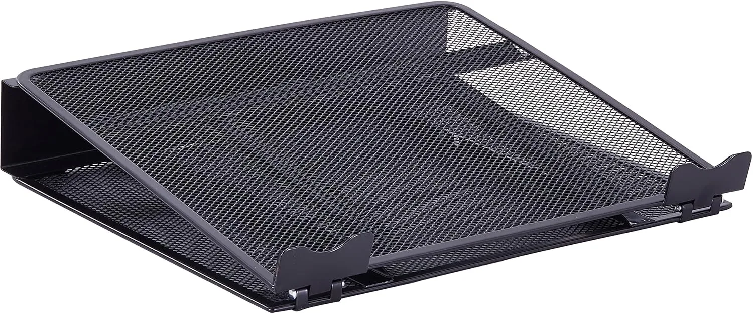 Lorell Mesh Laptop Stand, Adjustable Height, Steel, Black