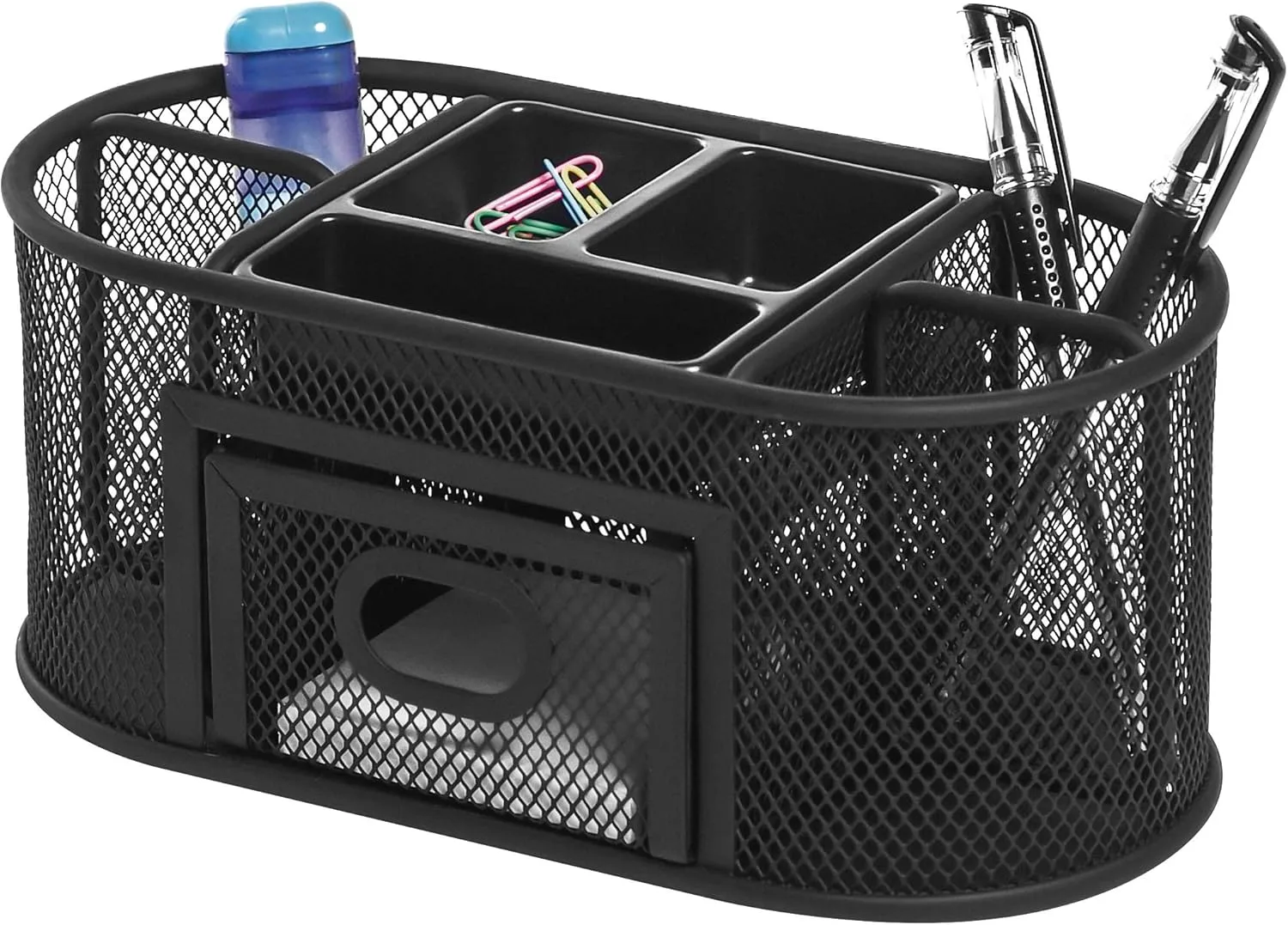 Lorell Mesh Deluxe Steel Desktop Organizer, Black