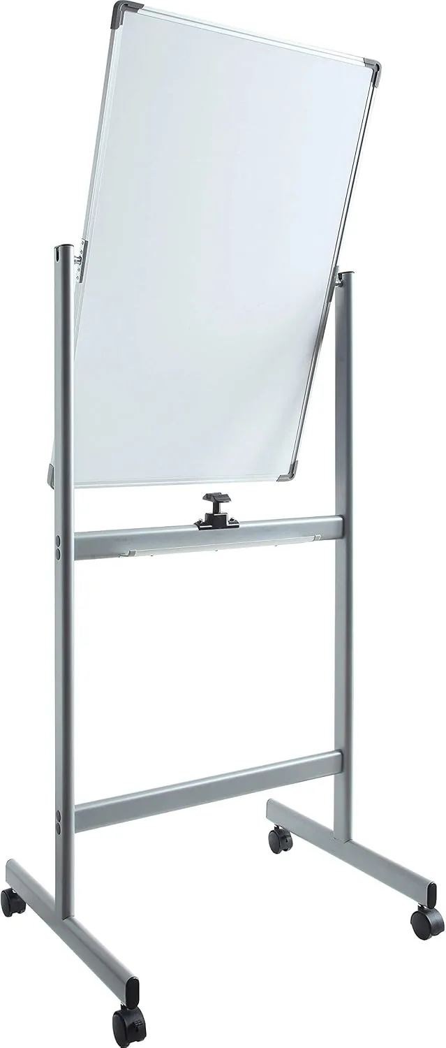 Lorell Double-Sided Magnetic Mobile Dry-Erase Whiteboard Easel, 24 x 36 in, Silver Frame
