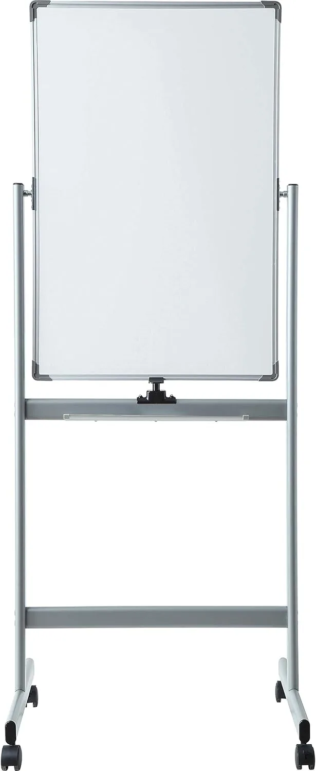 Lorell Double-Sided Magnetic Mobile Dry-Erase Whiteboard Easel, 24 x 36 in, Silver Frame