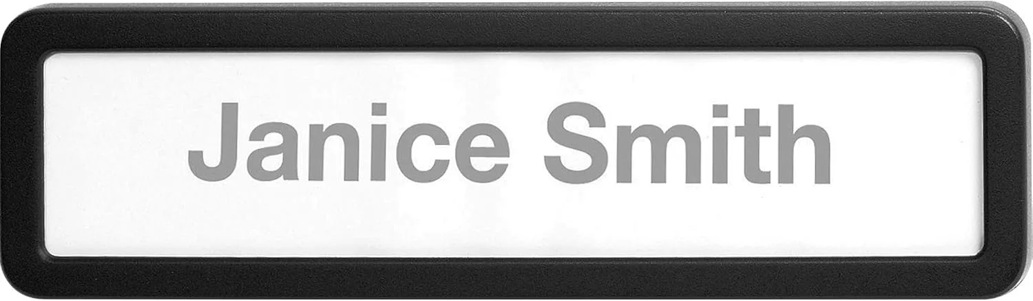 Lorell Recycled Cubicle Nameplate, 0.9inW x 2.7inH, Wall, Plastic, Black