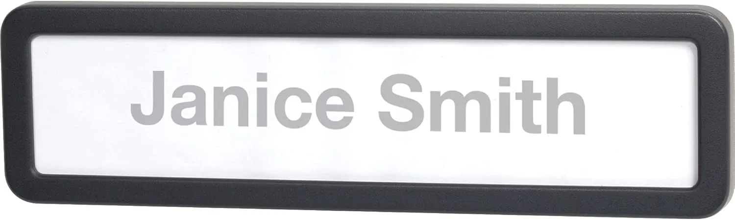 Lorell Recycled Cubicle Nameplate, 0.9inW x 2.7inH, Wall, Plastic, Black