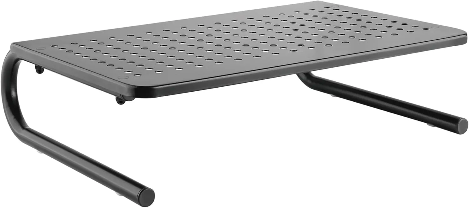 Lorell Height-Adjustable Steel Desktop Monitor/Laptop Stand, 20 lb Capacity, Black