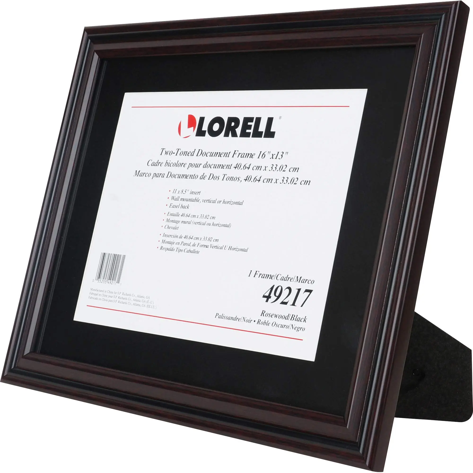 Lorell 2-toned Certificate Frame - 13in x 16in Frame Size - Holds 8.50in x 11in Insert - Rectangle - Desktop - Horizontal