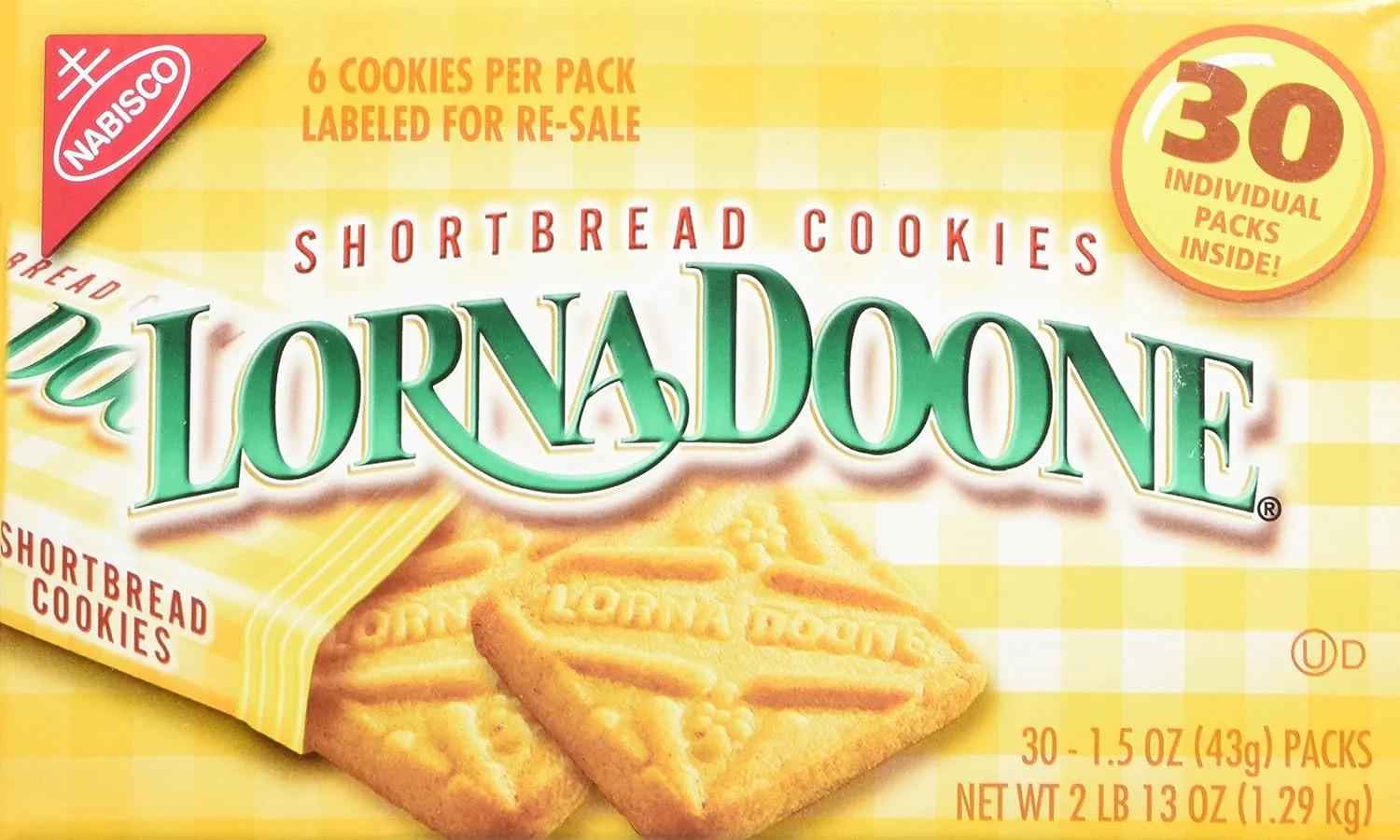 Lorna Doone Shortbread Cookies, 1.5 Oz, 6 Cookies Per Pack, Box Of 30 Packs
