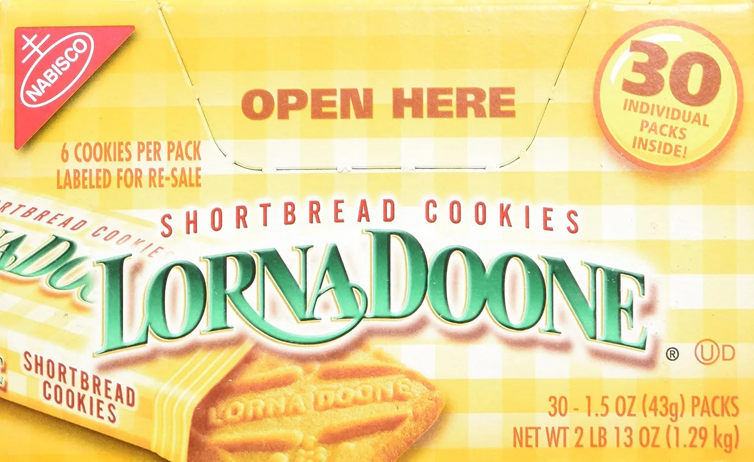 Lorna Doone Shortbread Cookies, 1.5 Oz, 6 Cookies Per Pack, Box Of 30 Packs