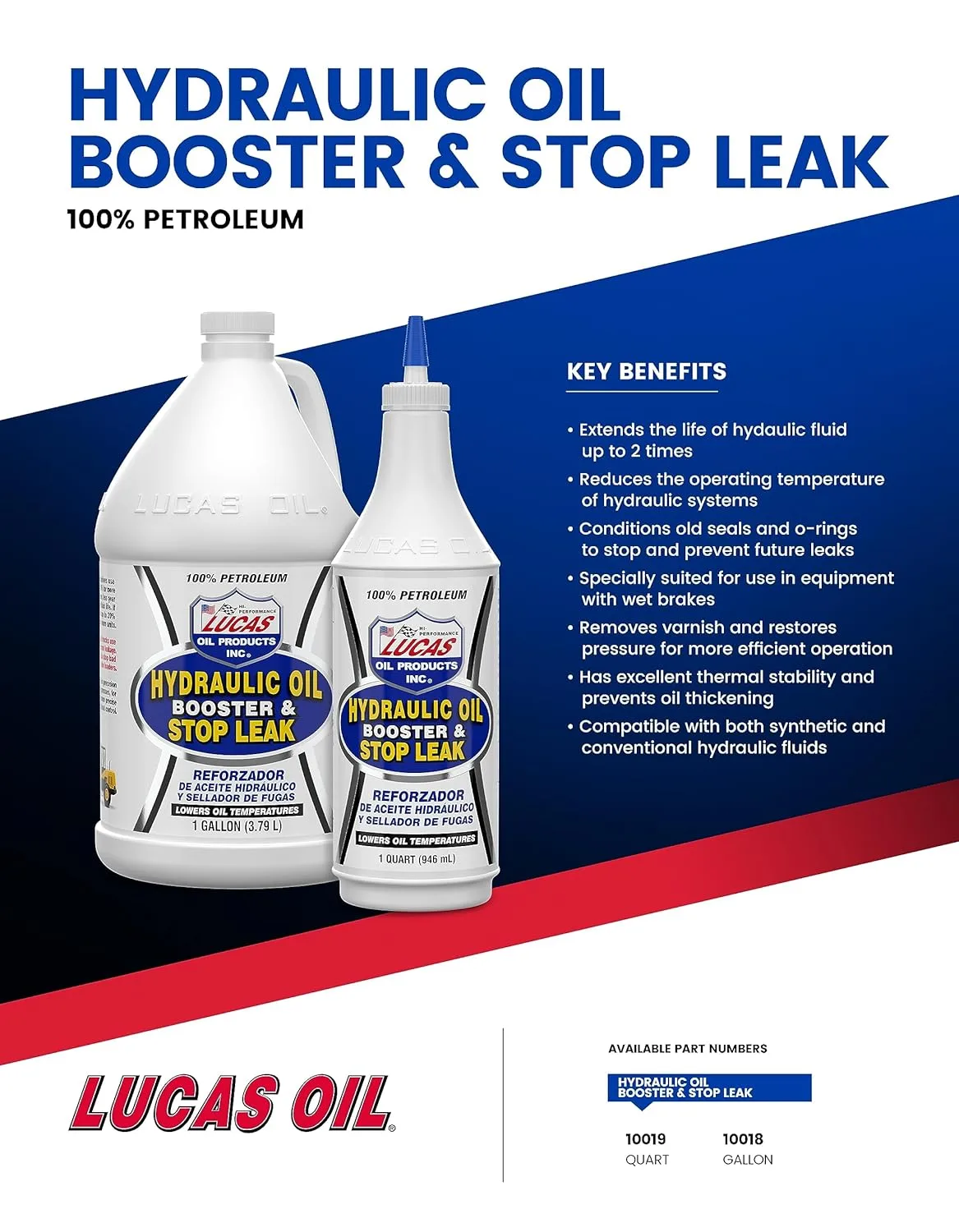 Lucas Oil 10018 Hydraulic Oil Booster & Stop Leak - 1 Gallon